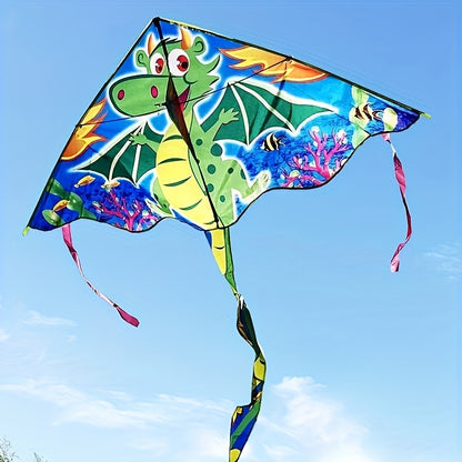 Géant 80in Dragon de Mer - Vert\u002FBleu\u002FJaune Vibrant en Polyester, Divertissement Extérieur Coloré avec Design de Dessin Animé - Cadeau de Noël Idéal pour le Plaisir à la Plage et au Parc