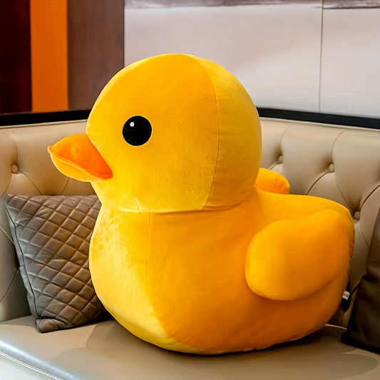 Oreiller en peluche canard jaune large ultra-doux - Jouet animal en peluche mignon avec des caractéristiques réalistes