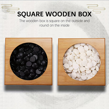 Jeu de Plateau Pliable en Bambou Go, Boîte de Jeu All Nature Go, Plateau de Jeu de Stratégie Chinois Weiqi Gomku Pliable avec 171 Pions d'Échecs en Imitation Jade et Deux Bols en Bambou