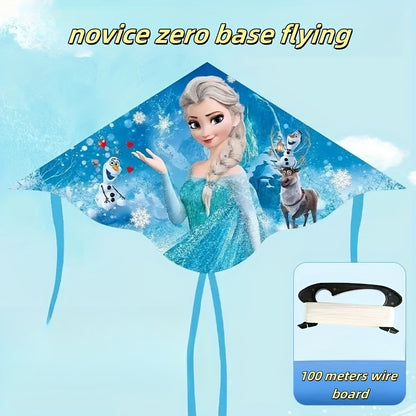 Volant de ciel blanc | Design Elsa & Olaf | Câble durable de 3937.01 pouces, matériau nylon fort | Idéal pour le parc et les activités en plein air | Parfait pour Noël et les fêtes