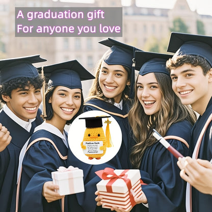 2025 Cadeau de Diplômation - Canard Mignon avec Toque et Carte, Présent Unique Tissé à la Main Parfait pour les Étudiantes Universitaires, Idéal pour les Fêtes de Remise des Diplômes