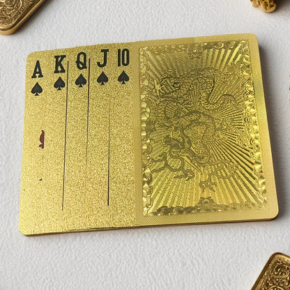 1 Jeu de cartes à jouer en PVC Golden Dragon, jeu de poker durci durable, jeu universel pour la Saint-Valentin, Thanksgiving, Noël, Halloween, fêtes du Nouvel An