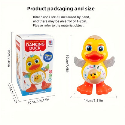 Canard dansant interactif avec musique, lumières dynamiques et effets de clignement des yeux, jouet éducatif en plastique durable pour enfants de 0 à 3 ans, piles non incluses