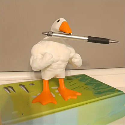 1pc Poupée Canard Musclé Résine Forte Statue de Canard de Dessin Animé Drôle Amusant Décoration de Maison Cadeau de Fête