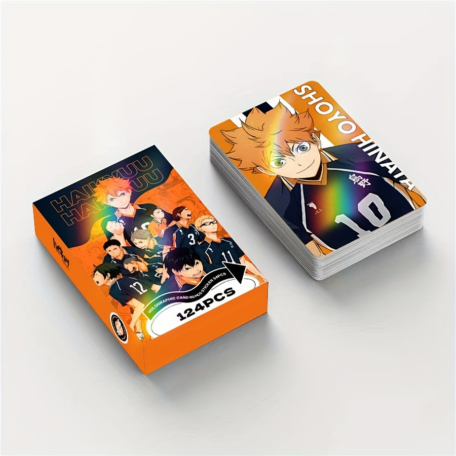 124 pièces de Cartes Anime Lomo, cartes de jeu à double face, collection de cartes de thème fantasy, design de dessin animé, cartes de personnages d'animation fluide, cadeau parfait pour les amateurs de jeux et d'anime