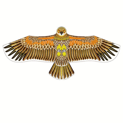 1pc Grande Cerf-Volant Aigle avec Plumes Vibrantes - Envergure de 3.9 pieds, Ligne Résistante de 98 pieds, Parfait pour la Plage, le Parc et les Activités Familiales en Plein Air