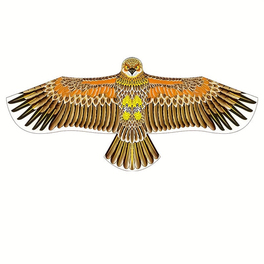 1pc Grande Cerf-Volant Aigle avec Plumes Vibrantes - Envergure de 3.9 pieds, Ligne Résistante de 98 pieds, Parfait pour la Plage, le Parc et les Activités Familiales en Plein Air