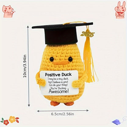 2025 Cadeau de Diplômation - Canard Mignon avec Toque et Carte, Présent Unique Tissé à la Main Parfait pour les Étudiantes Universitaires, Idéal pour les Fêtes de Remise des Diplômes