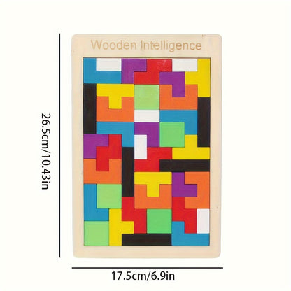 Jeu de puzzle en blocs de bois 3D coloré, casse-tête cérébral, cadeau idéal pour Pâques et Thanksgiving