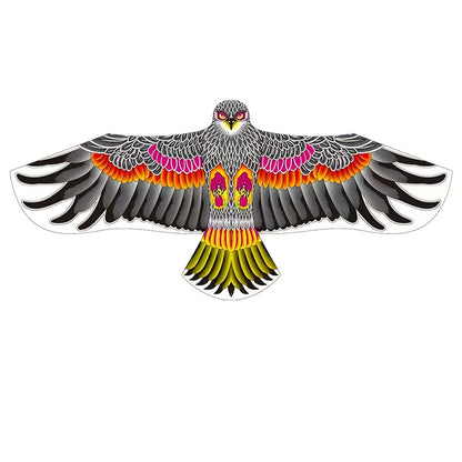 1pc Grande Cerf-Volant Aigle avec Plumes Vibrantes - Envergure de 3.9 pieds, Ligne Résistante de 98 pieds, Parfait pour la Plage, le Parc et les Activités Familiales en Plein Air